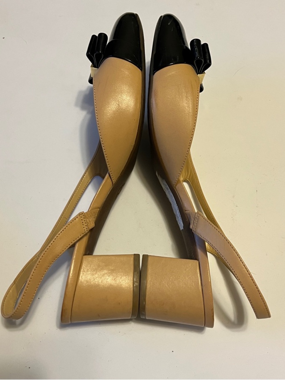 Michael Kors Slingback Two-Tone Patent Cap Toe Women’s Flats - Nude and Black - Picture 6 of 9